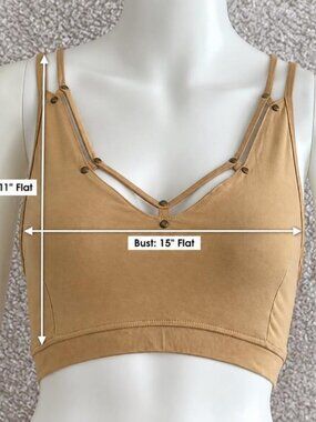 Thearah Beige Double Strap Stud Bralette, Fitted Crop Top